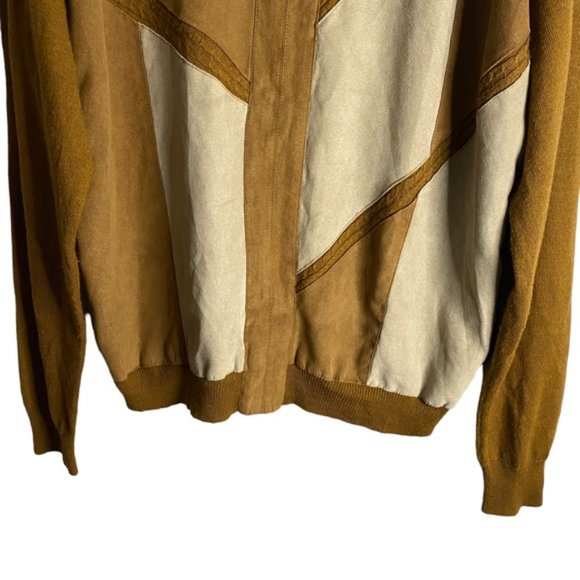 Cigliano Collezione Italy Men's Camel Color Block 1/4 Zip Pullover - Picture 3 of 9